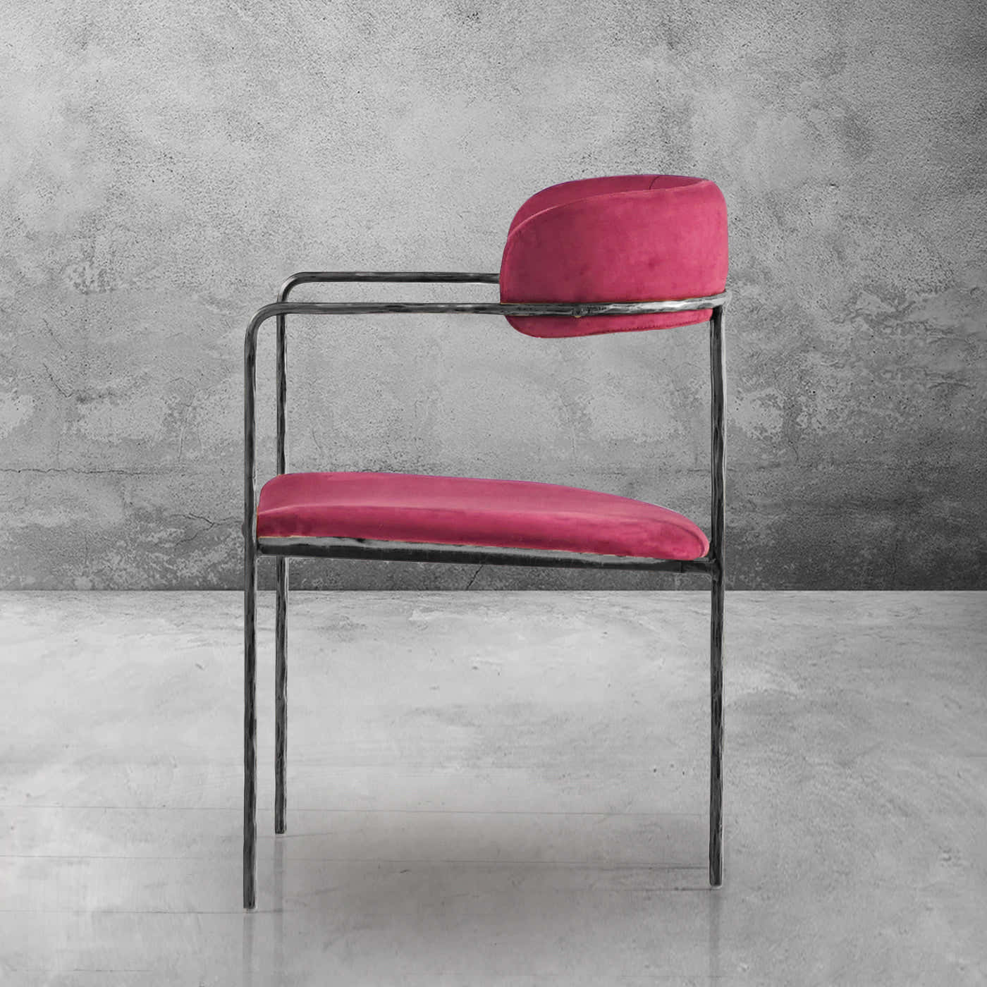 Hand-Forged Metal Vintage Armrest Bar Chair