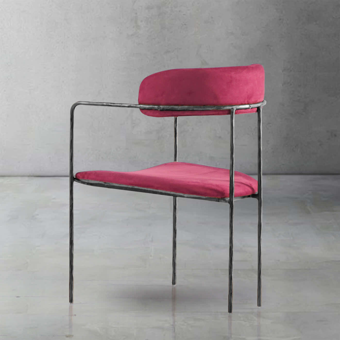 Hand-Forged Metal Vintage Armrest Bar Chair