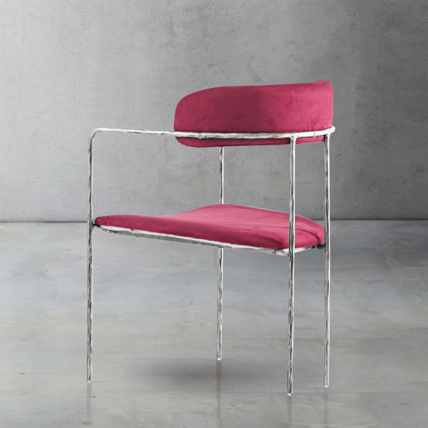 Hand-Forged Metal Vintage Armrest Bar Chair