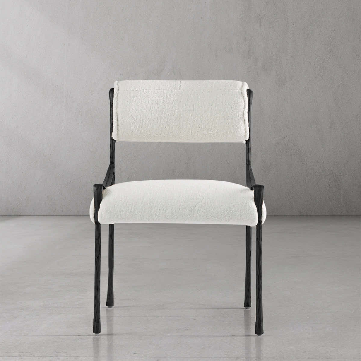 Hand-Forged Metal Retro Copper Iron Frame Armless Dining Chair