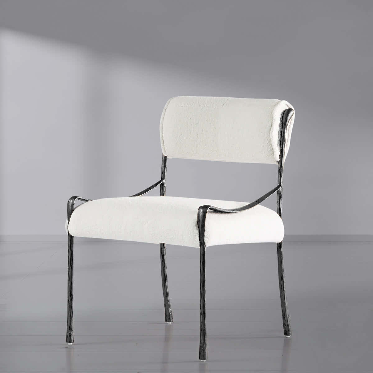 Hand-Forged Metal Retro Copper Iron Frame Armless Dining Chair