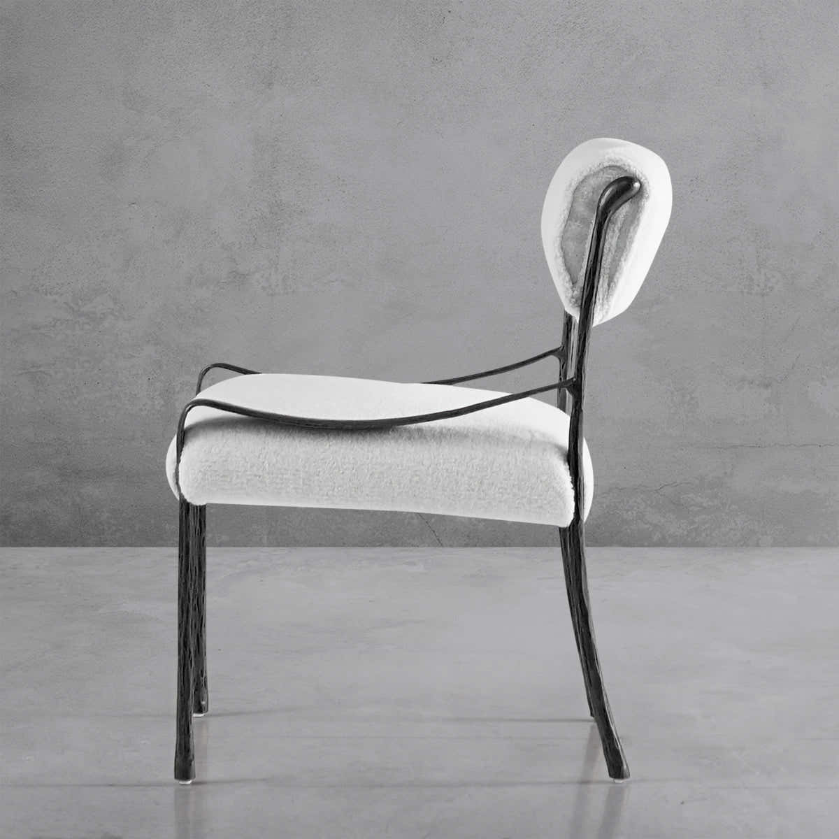 Hand-Forged Metal Retro Copper Iron Frame Armless Dining Chair