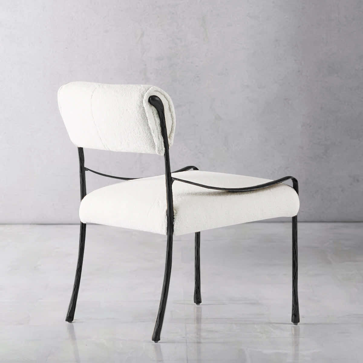 Hand-Forged Metal Retro Copper Iron Frame Armless Dining Chair