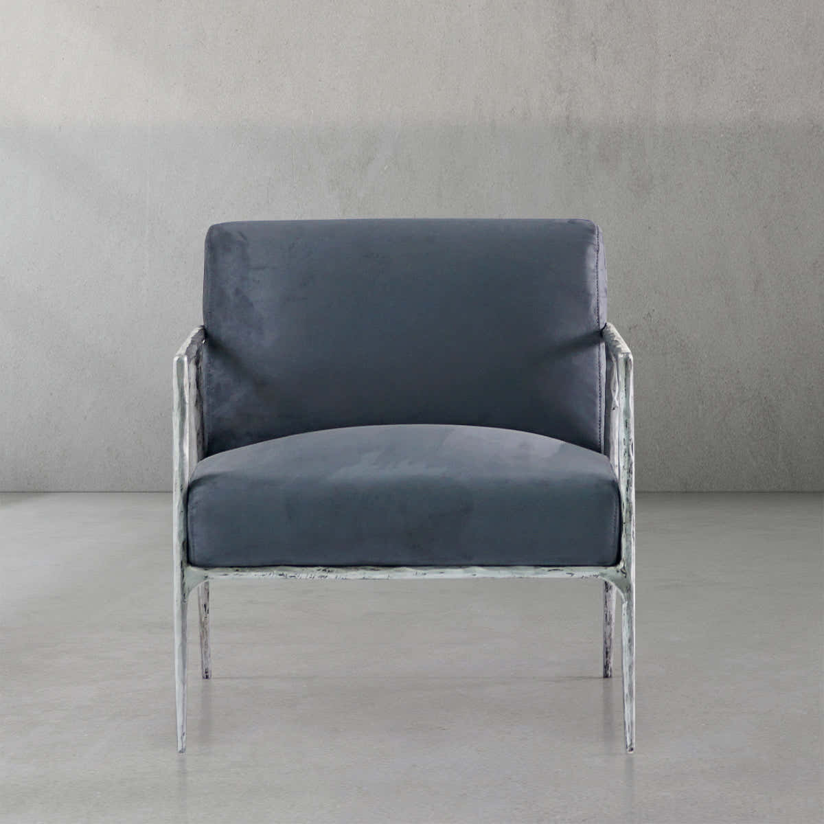 Hand-Forged Metal Retro Silver Iron Frame Track Armchair