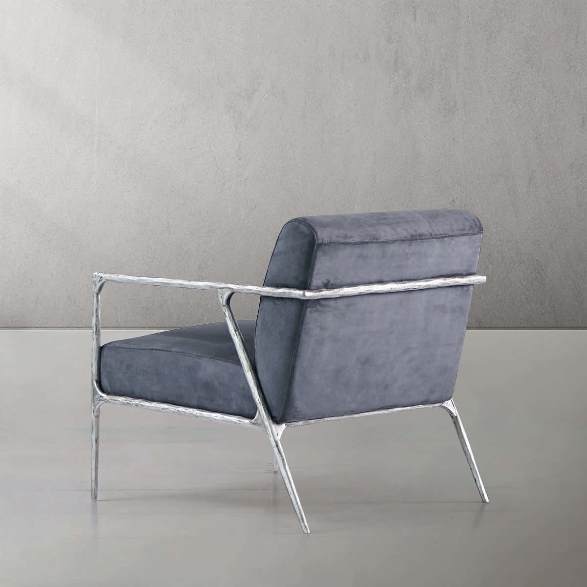 Hand-Forged Metal Retro Silver Iron Frame Track Armchair