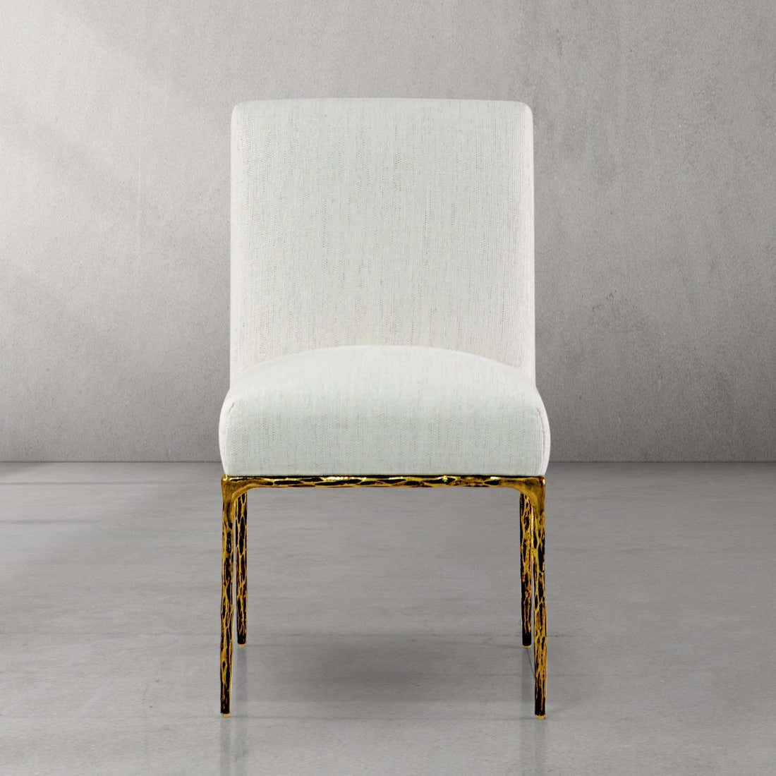 Hand-Forged Metal Minimalist Fabric Dining Chair