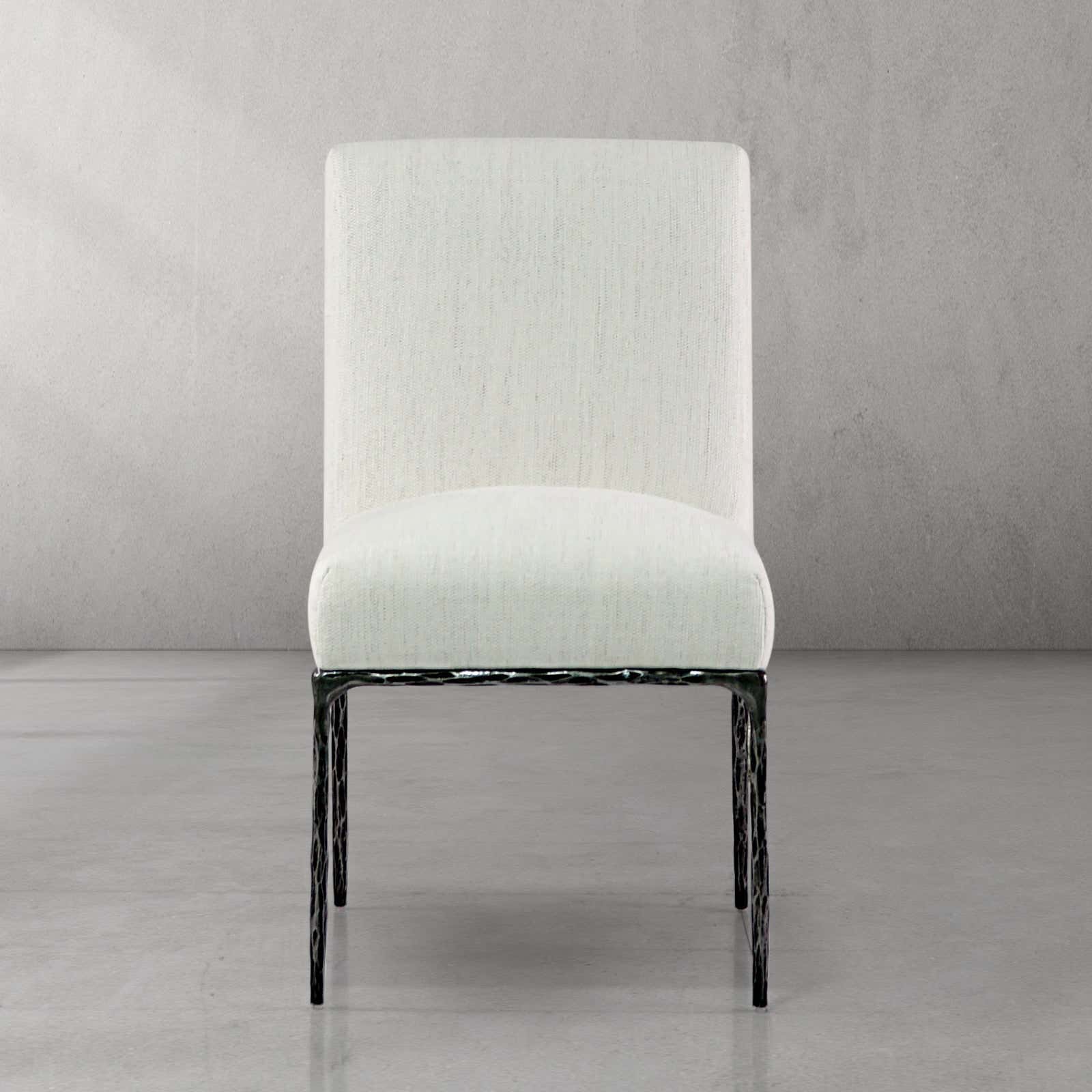 Hand-Forged Metal Minimalist Fabric Dining Chair
