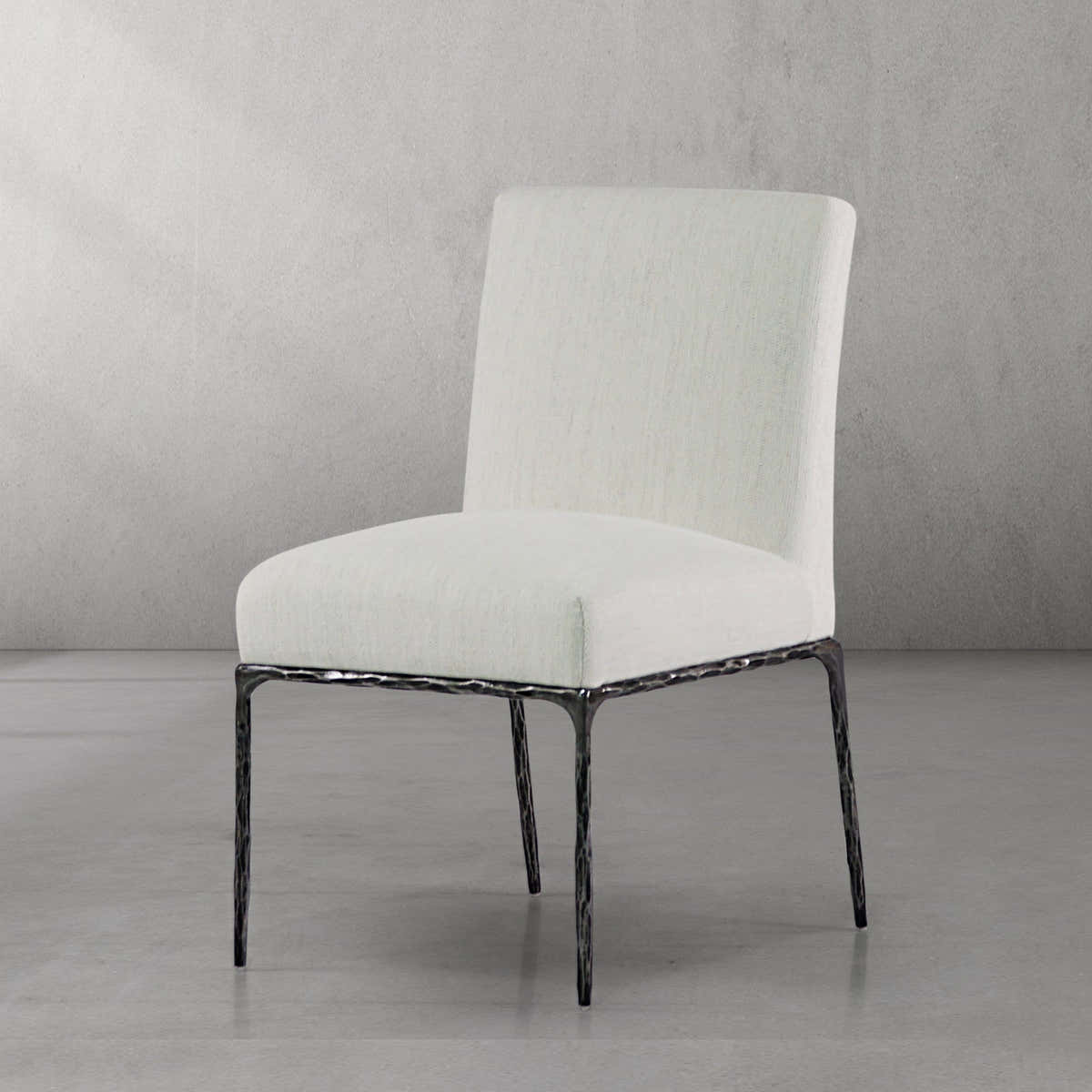 Forged Shell Chair Hand-Forged Metal Minimalist Fabric Dining Chair – Hermanlamps