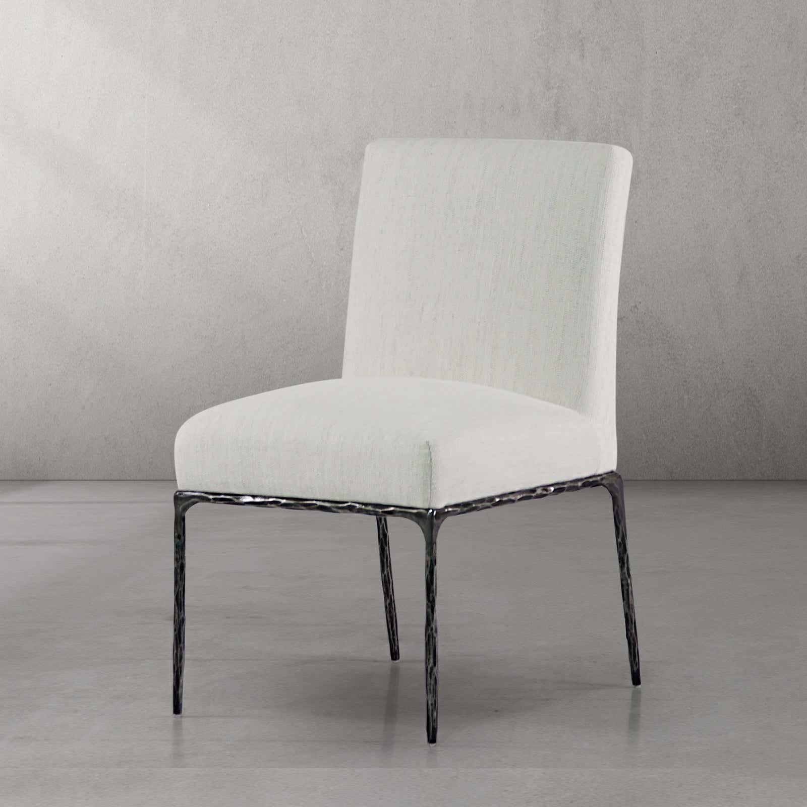 Hand-Forged Metal Minimalist Fabric Dining Chair