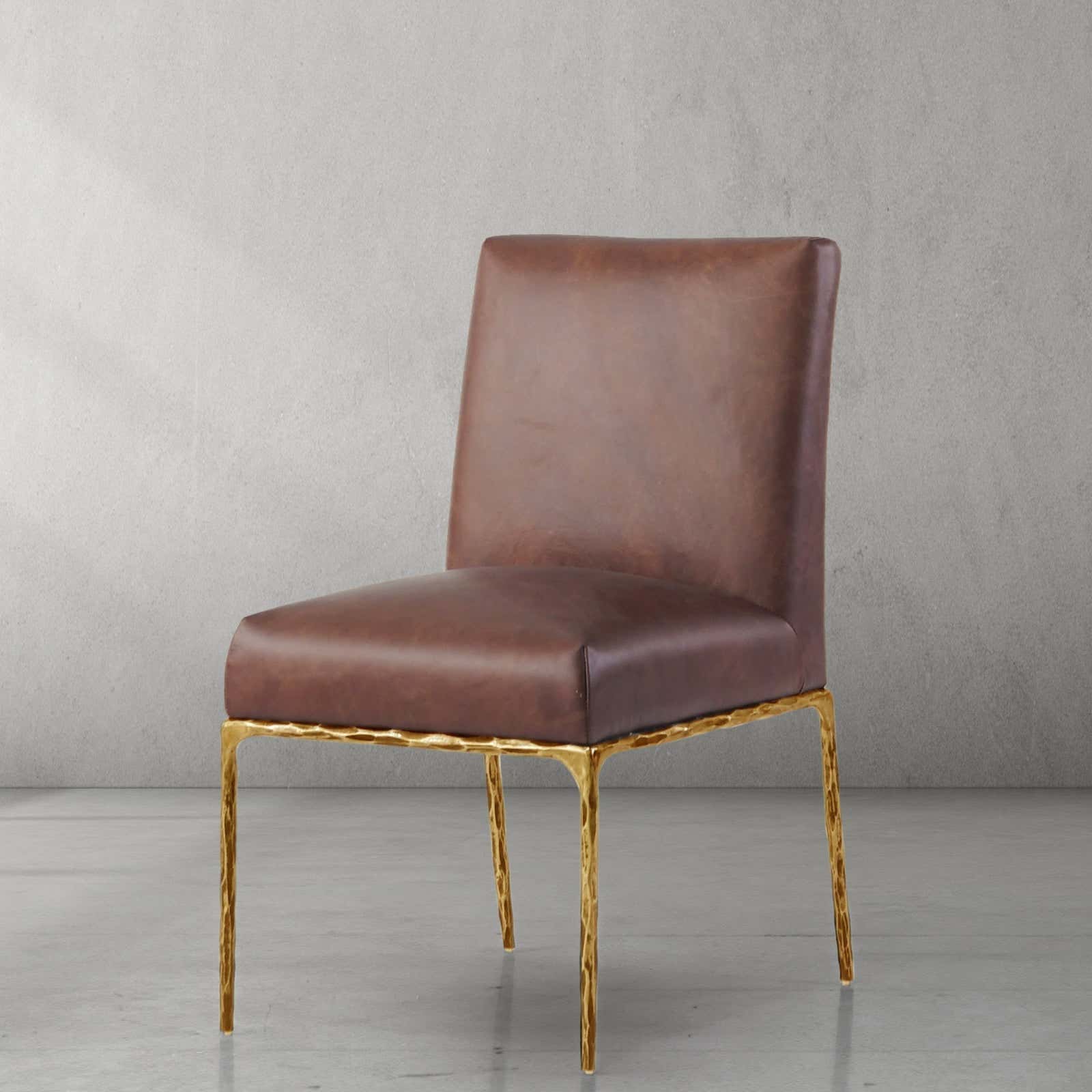 Hand-Forged Metal Minimalist Fabric Dining Chair