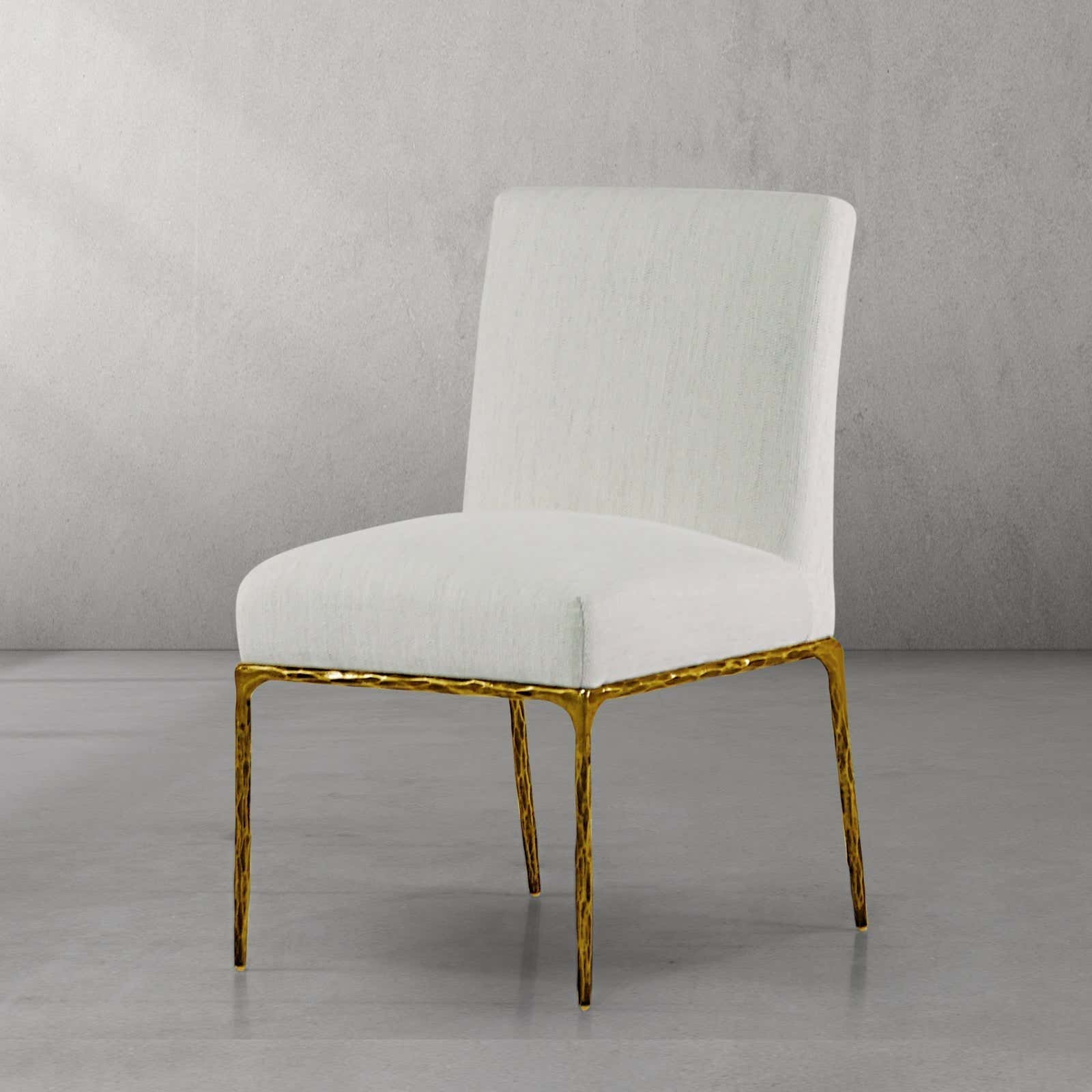 Hand-Forged Metal Minimalist Fabric Dining Chair