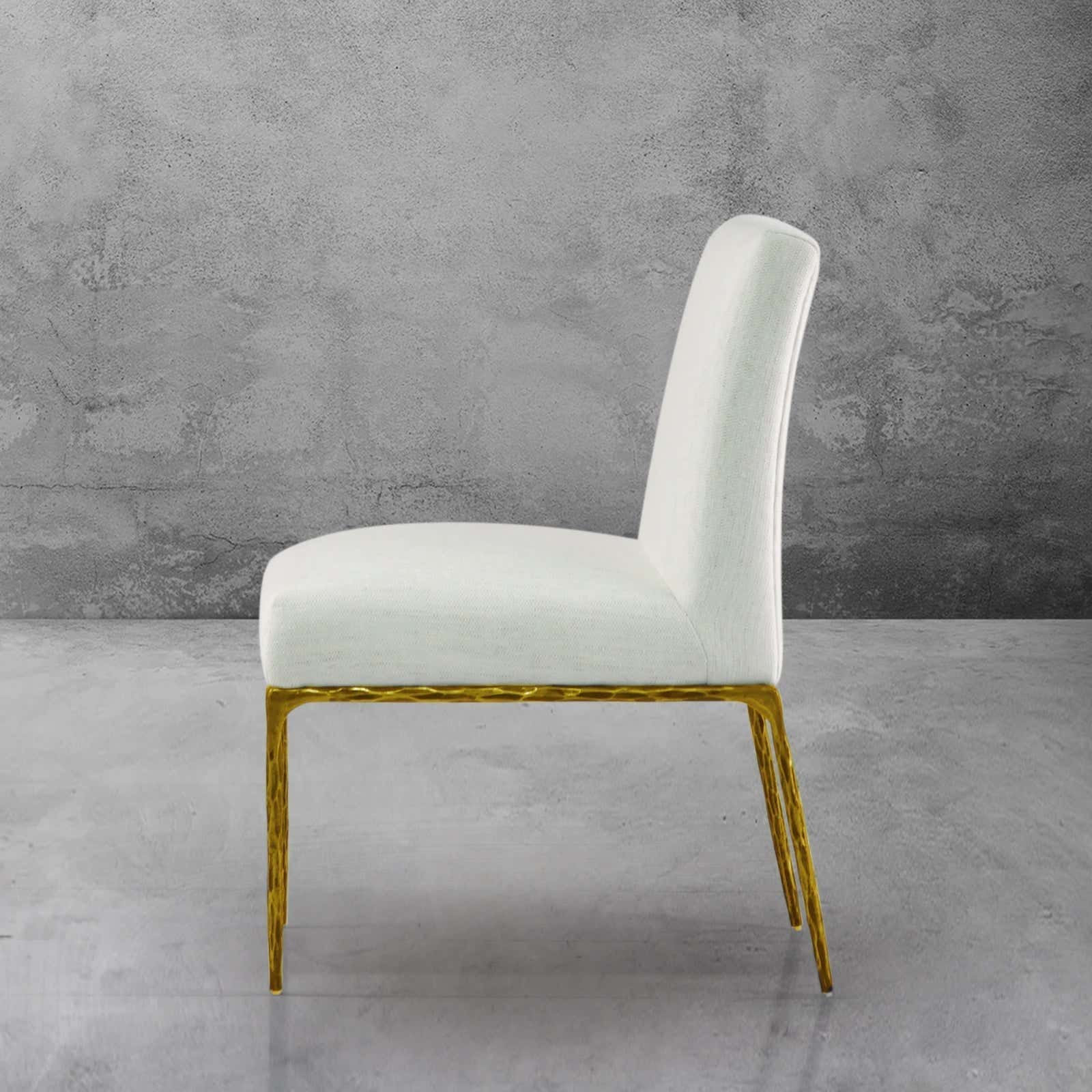 Hand-Forged Metal Minimalist Fabric Dining Chair