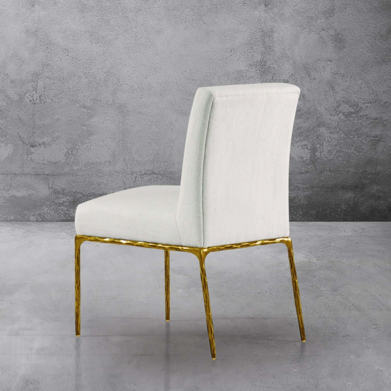 Hand-Forged Metal Minimalist Fabric Dining Chair