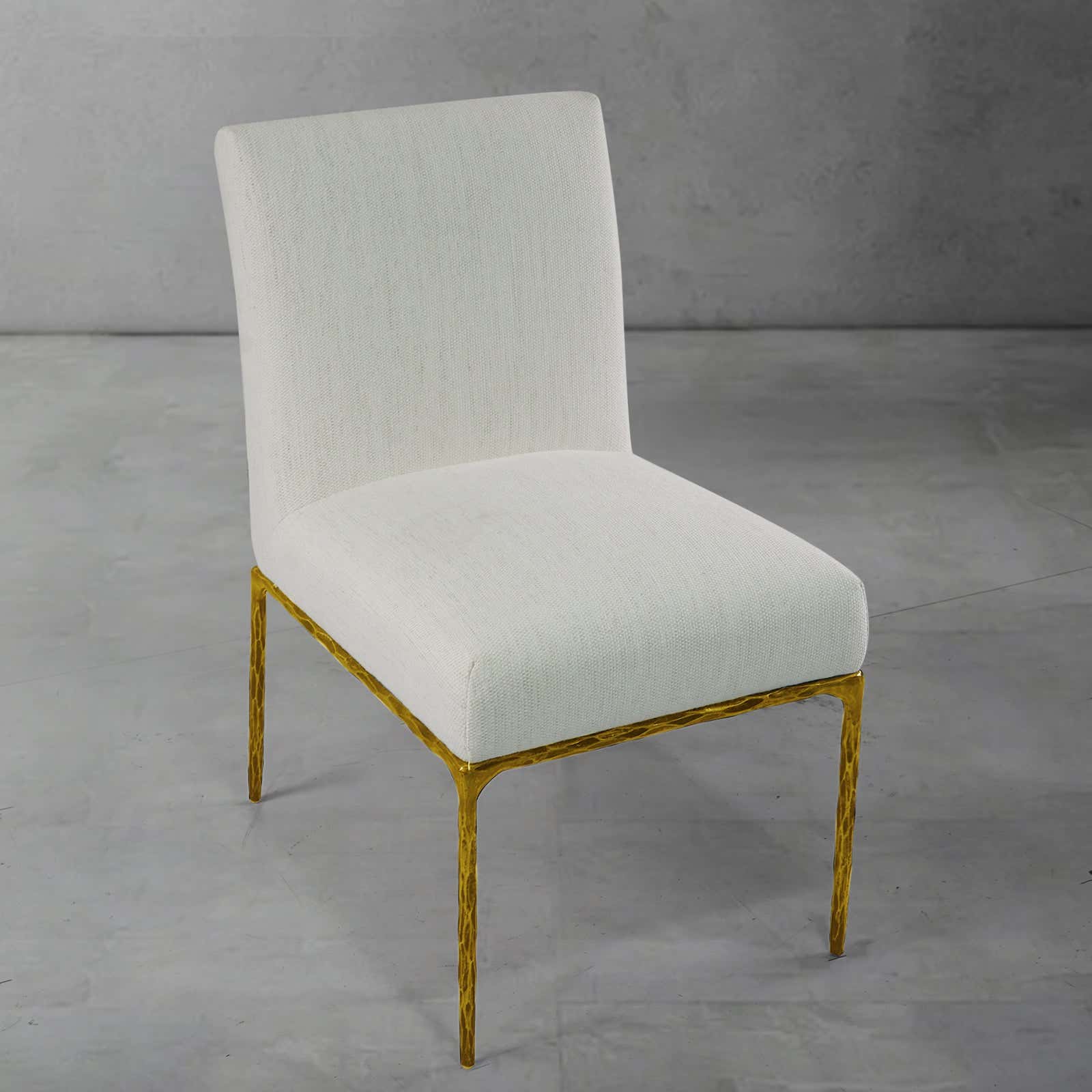 Hand-Forged Metal Minimalist Fabric Dining Chair