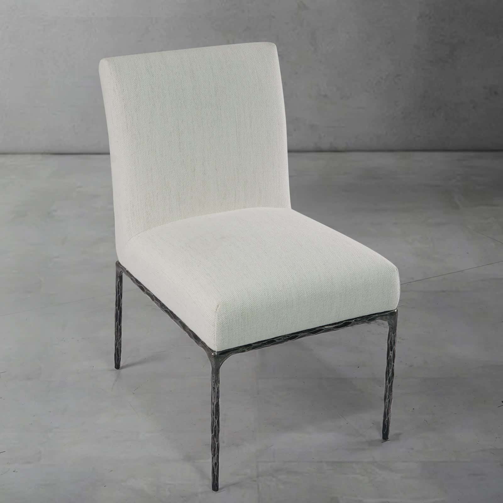 Hand-Forged Metal Minimalist Fabric Dining Chair