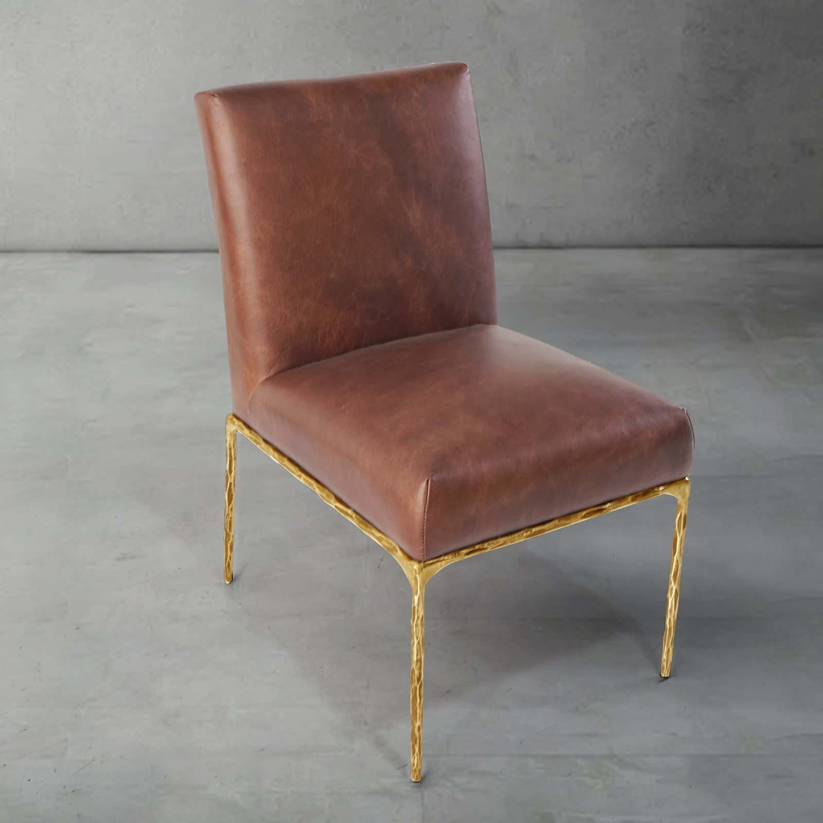 Hand-Forged Metal Minimalist Fabric Dining Chair