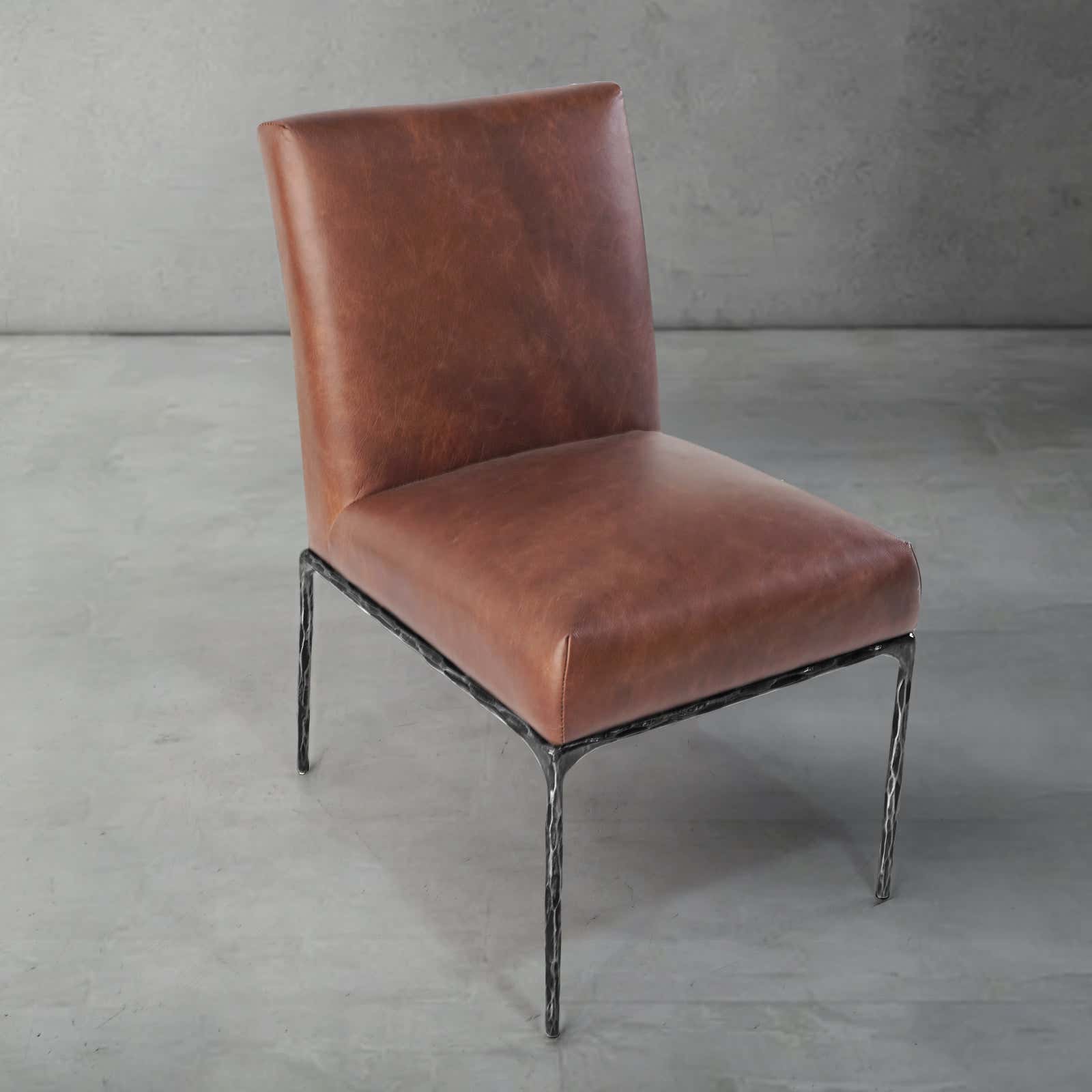 Hand-Forged Metal Minimalist Fabric Dining Chair