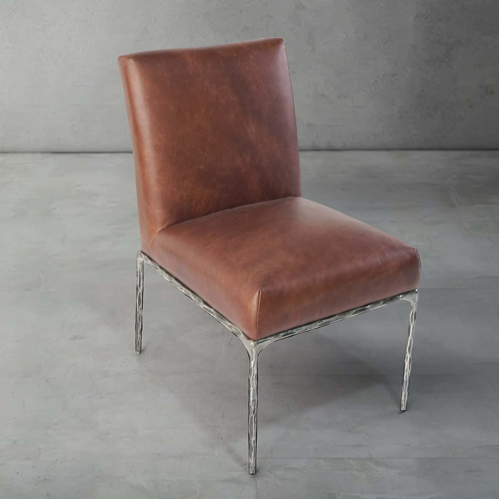 Hand-Forged Metal Minimalist Fabric Dining Chair