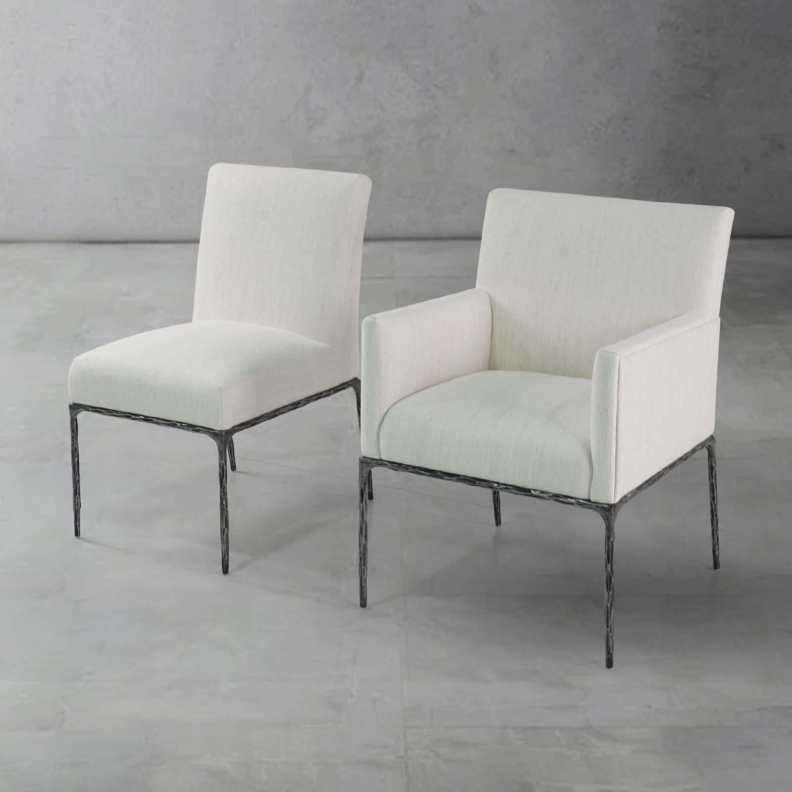 Hand-Forged Metal Minimalist Fabric Dining Chair