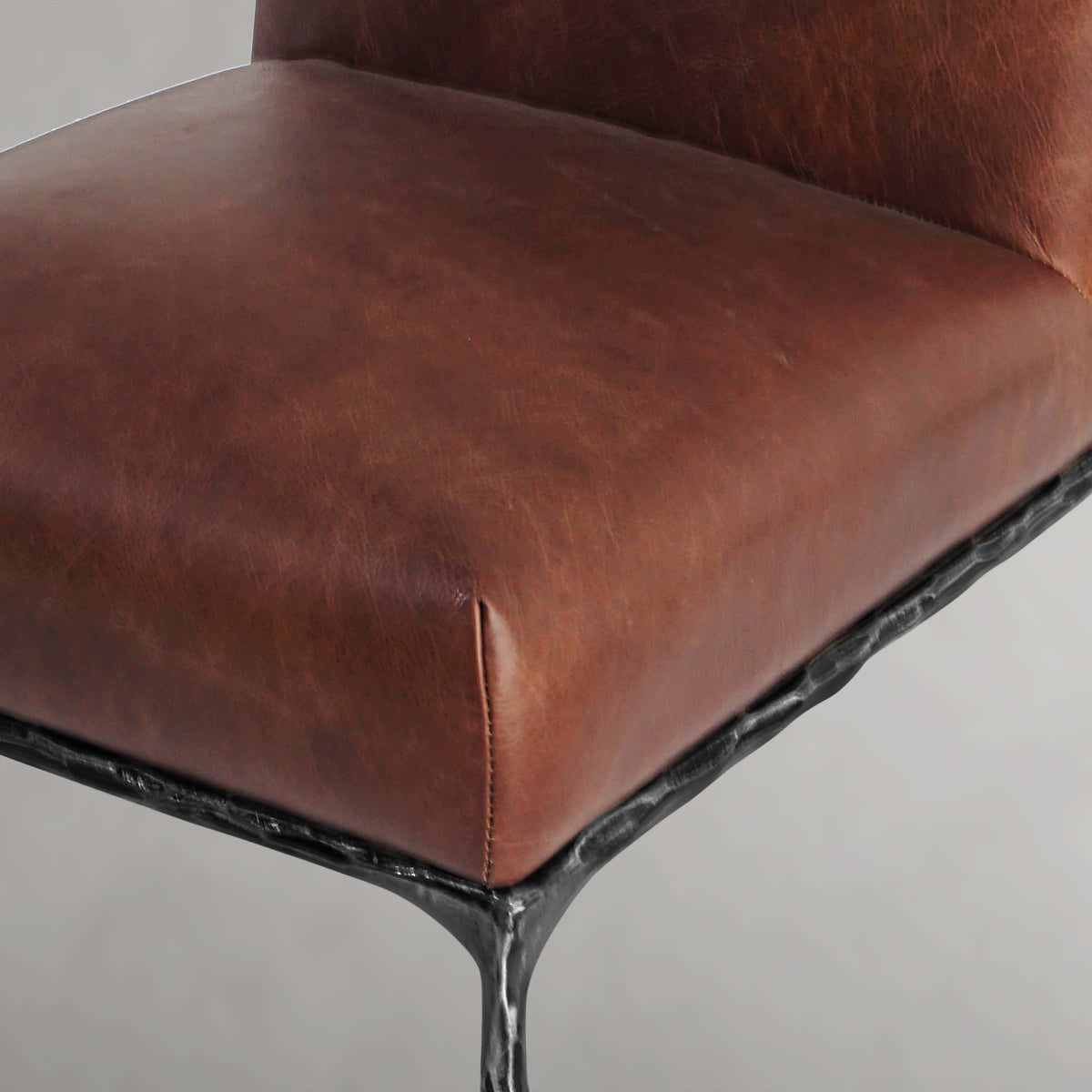 Hand-Forged Metal Minimalist Fabric Dining Chair