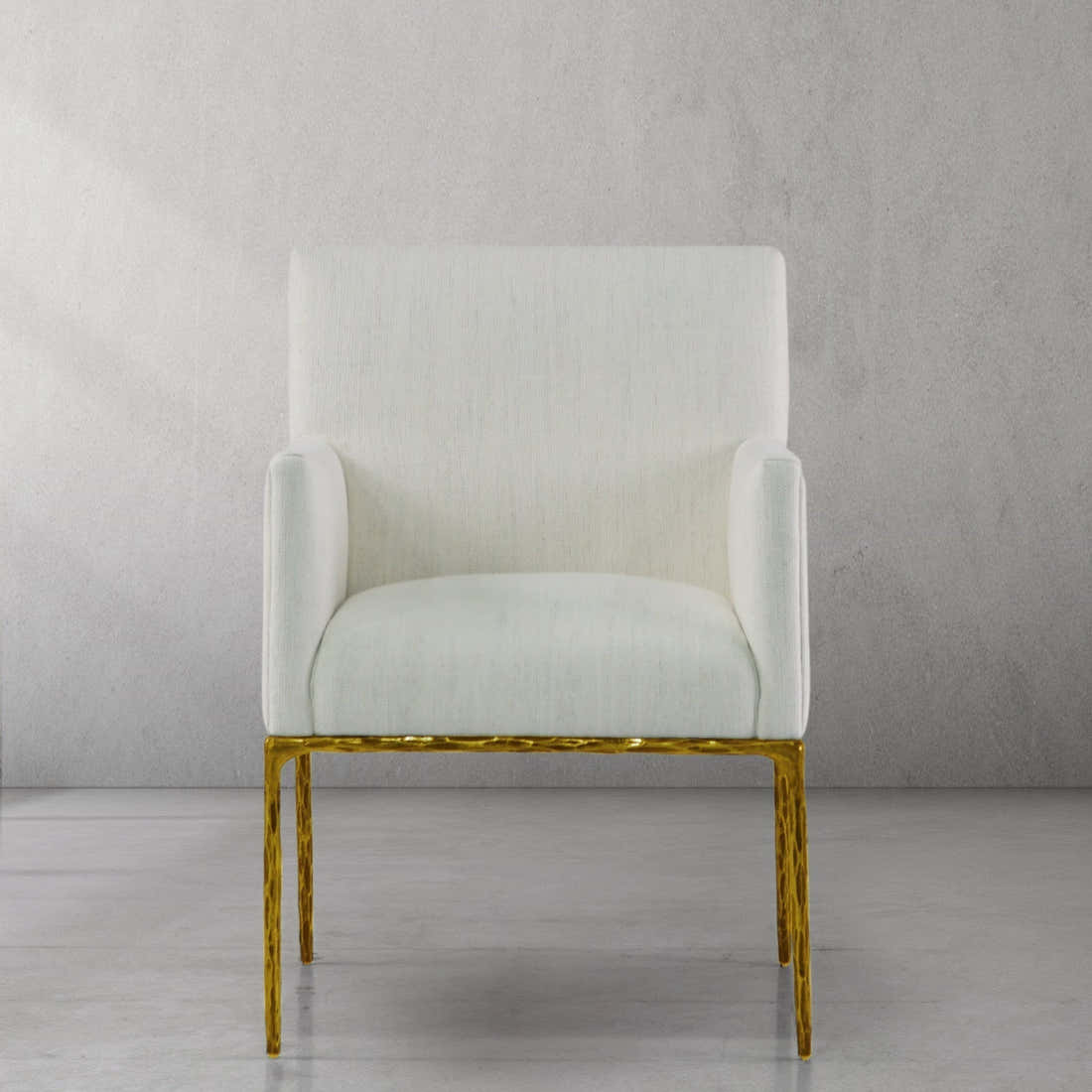 Hand-Forged Metal Track Fabric Lounge Armchair