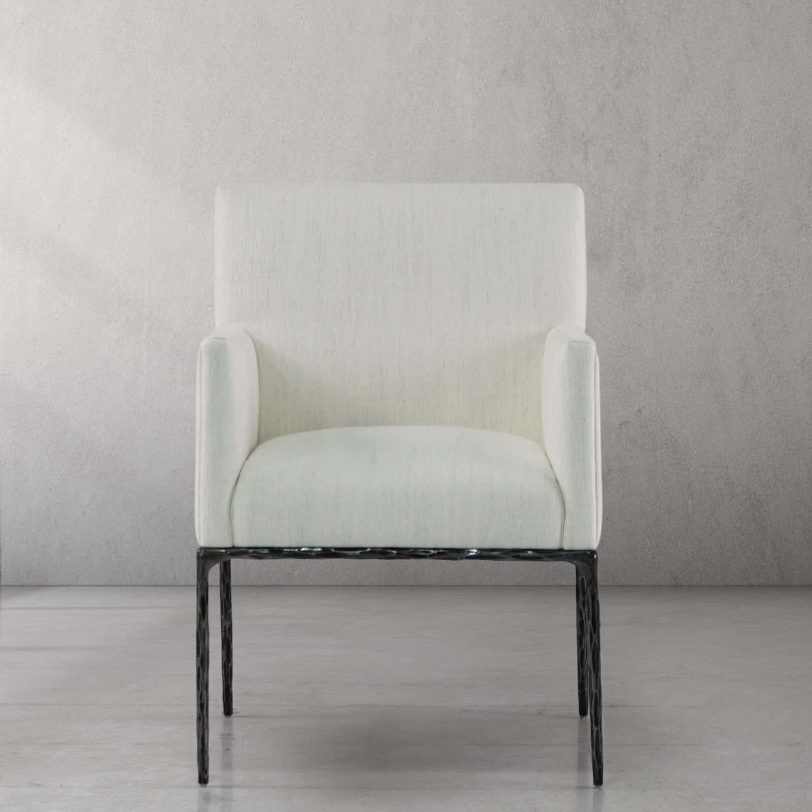 Hand-Forged Metal Track Fabric Lounge Armchair
