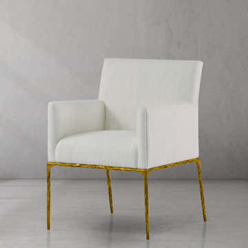 Hand-Forged Metal Track Fabric Lounge Armchair