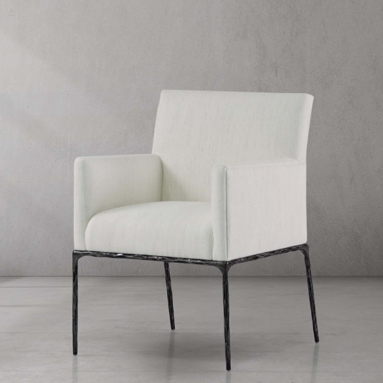Hand-Forged Metal Track Fabric Lounge Armchair