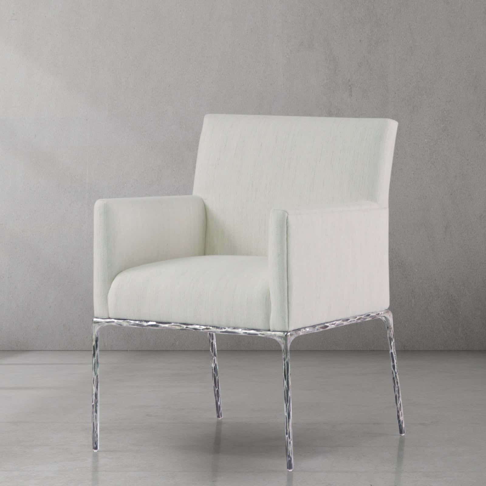 Hand-Forged Metal Track Fabric Lounge Armchair