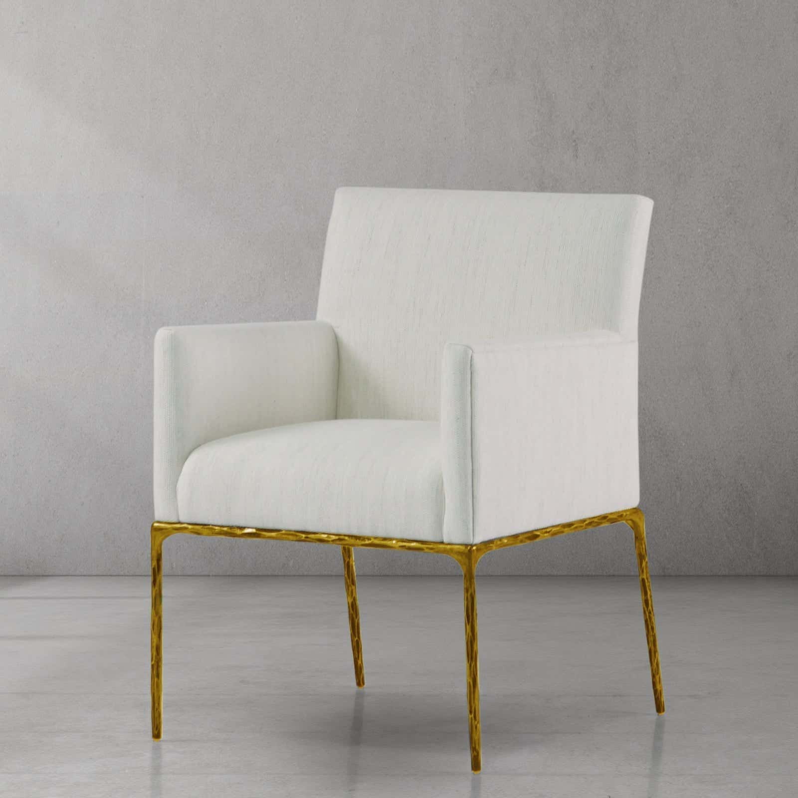 Hand-Forged Metal Track Fabric Lounge Armchair