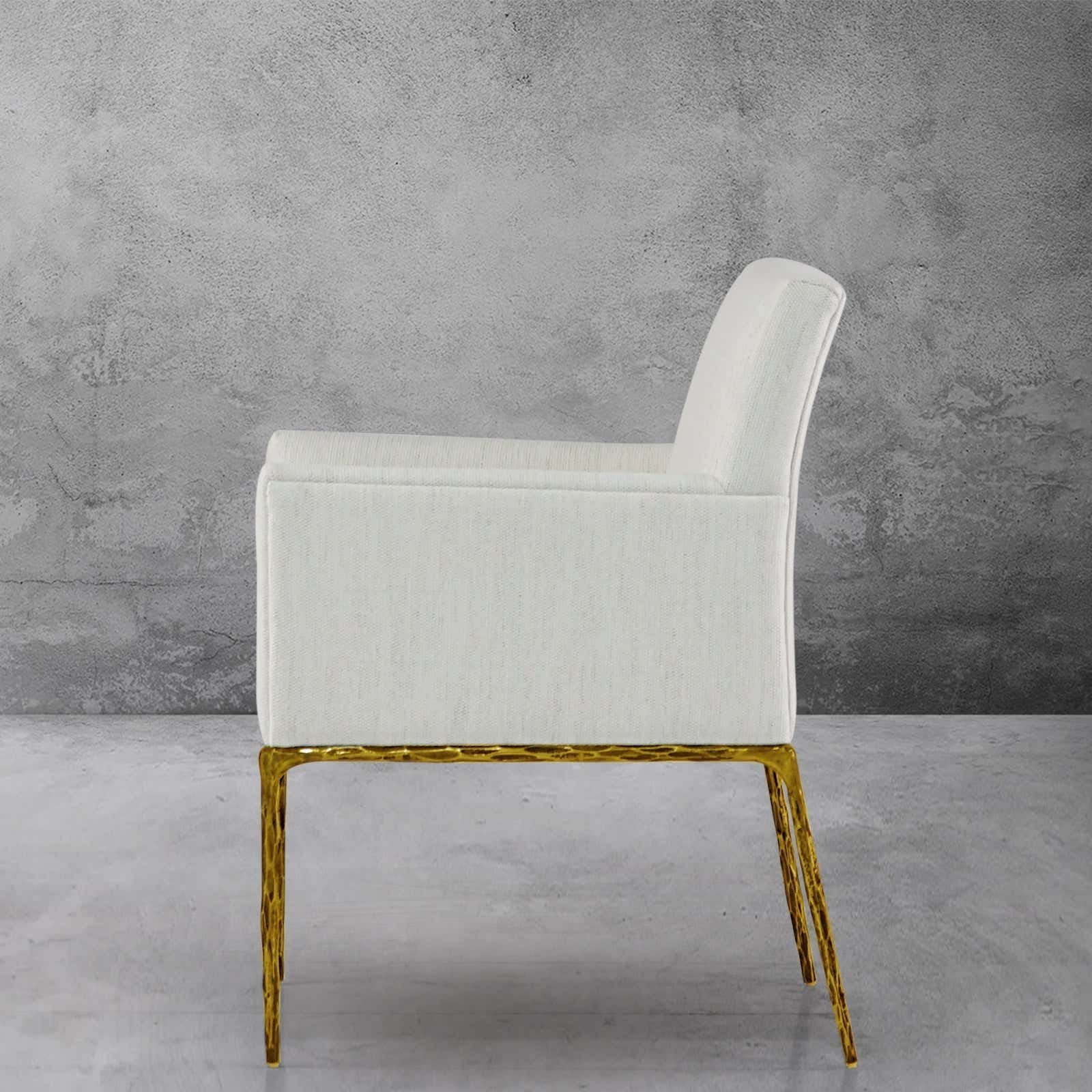 Hand-Forged Metal Track Fabric Lounge Armchair