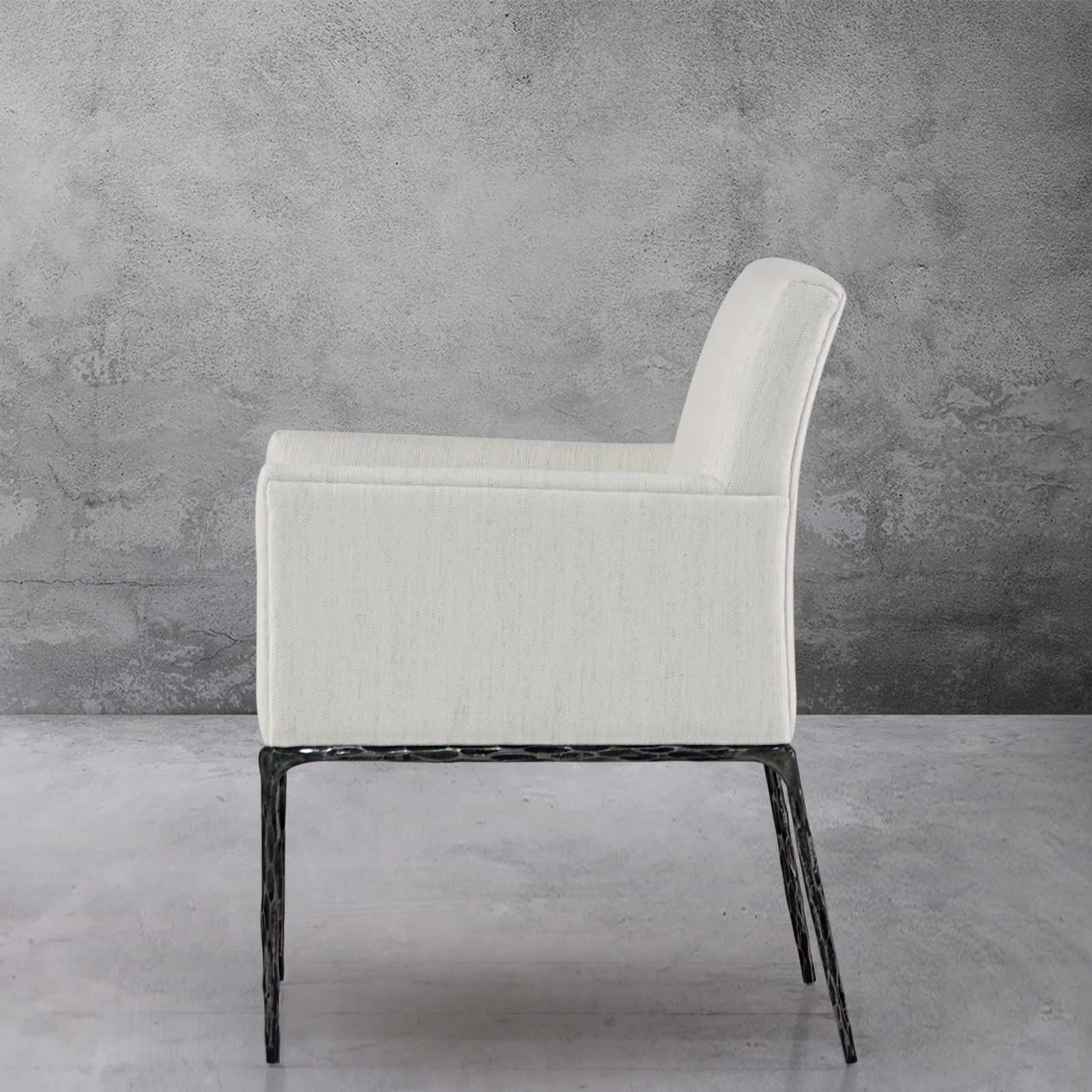 Hand-Forged Metal Track Fabric Lounge Armchair
