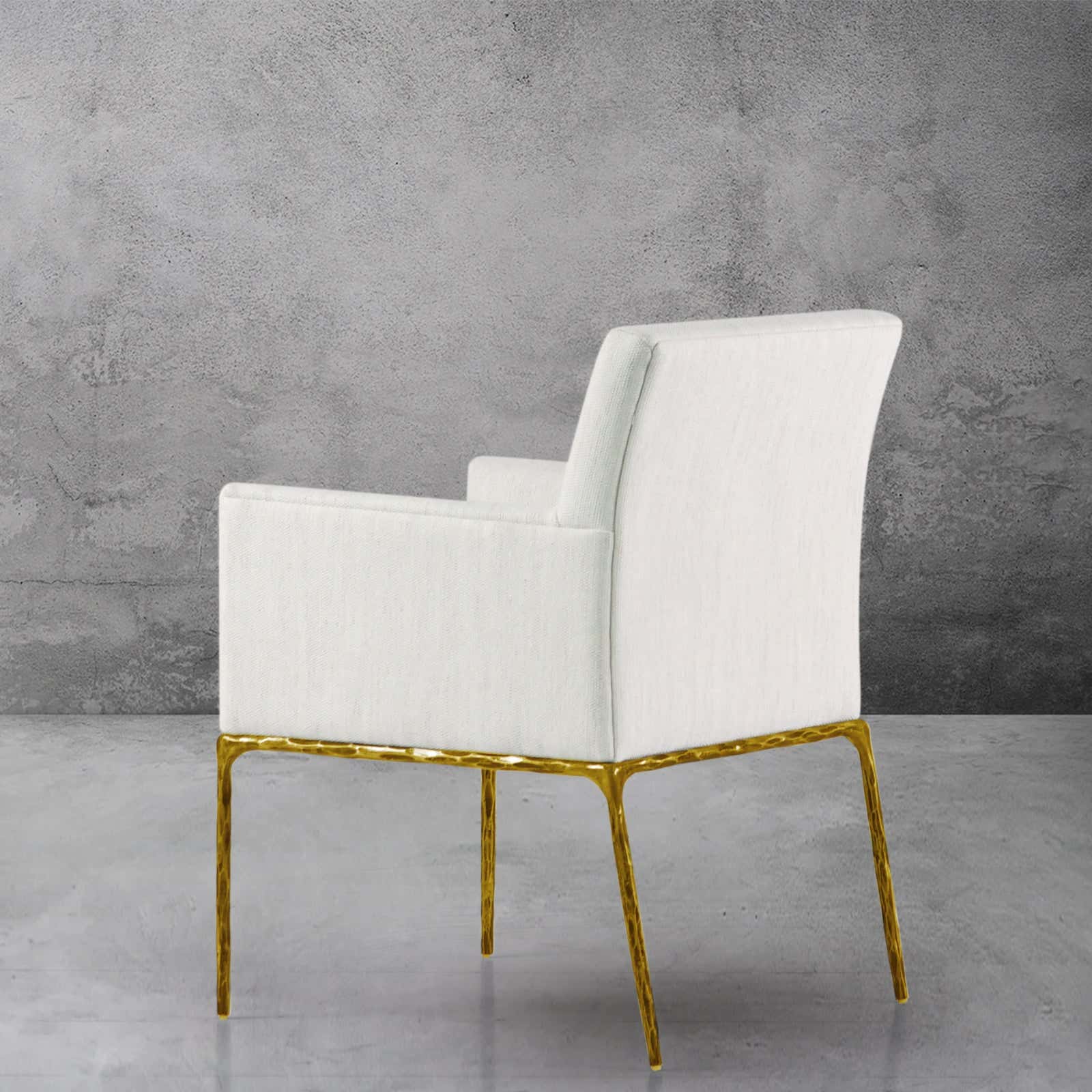 Hand-Forged Metal Track Fabric Lounge Armchair