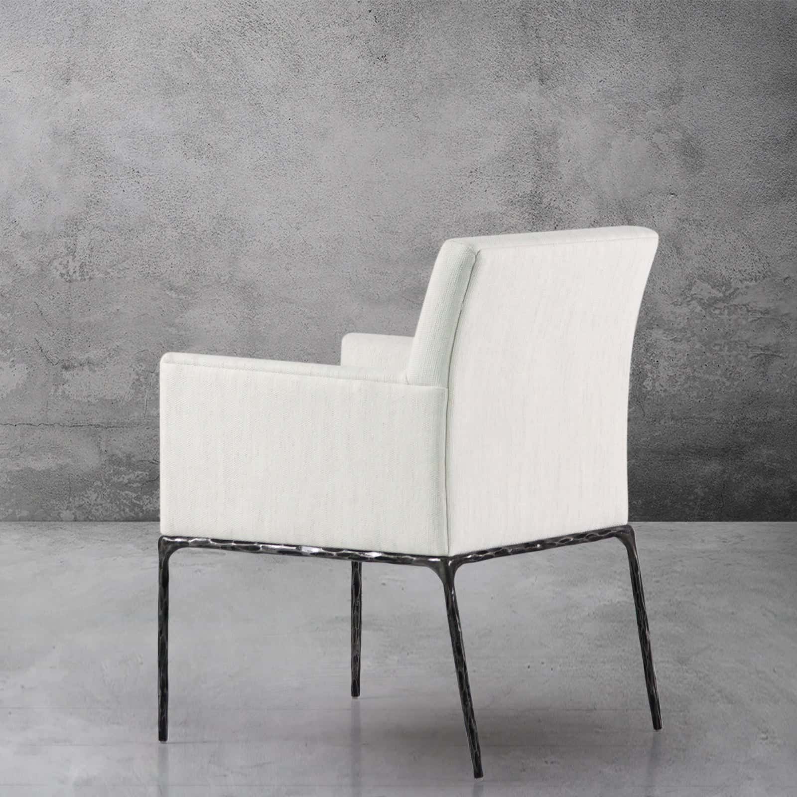 Hand-Forged Metal Track Fabric Lounge Armchair