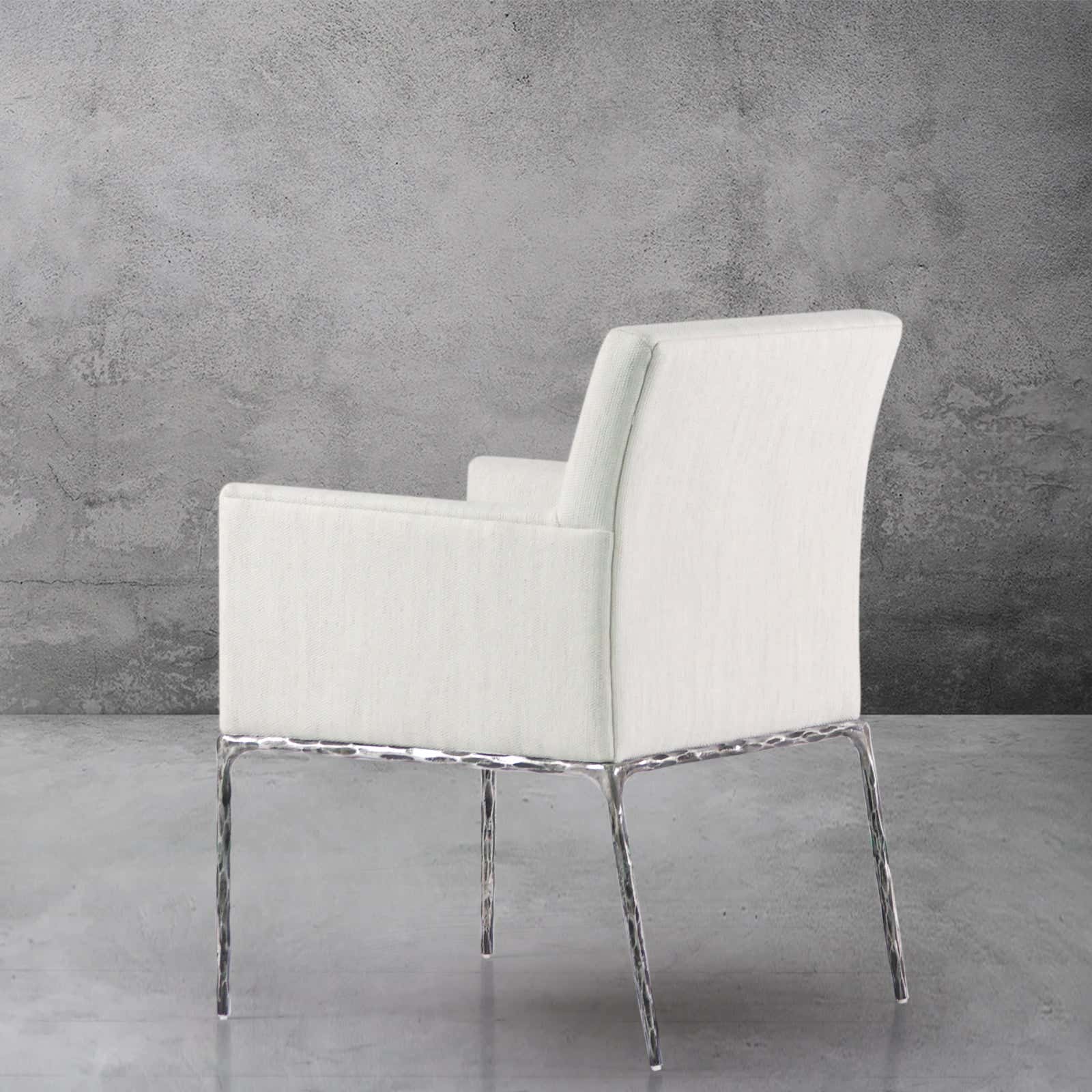 Hand-Forged Metal Track Fabric Lounge Armchair