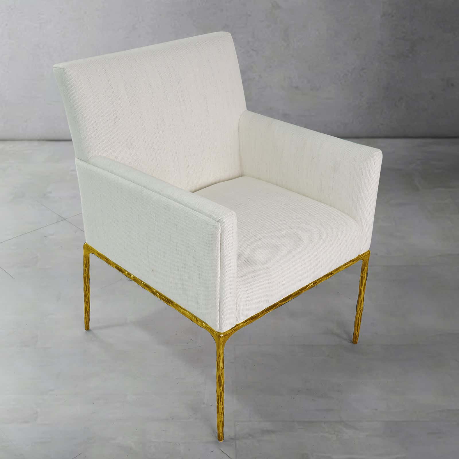 Hand-Forged Metal Track Fabric Lounge Armchair