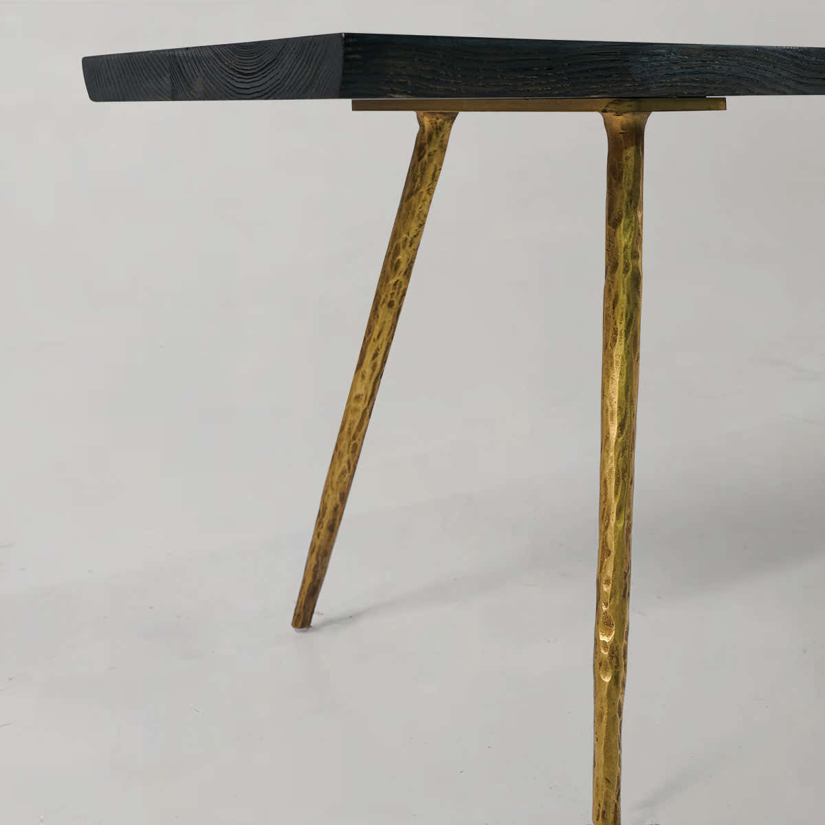 Hand-Forged Metal Retro Copper Frame Solid Wood Dining Bench