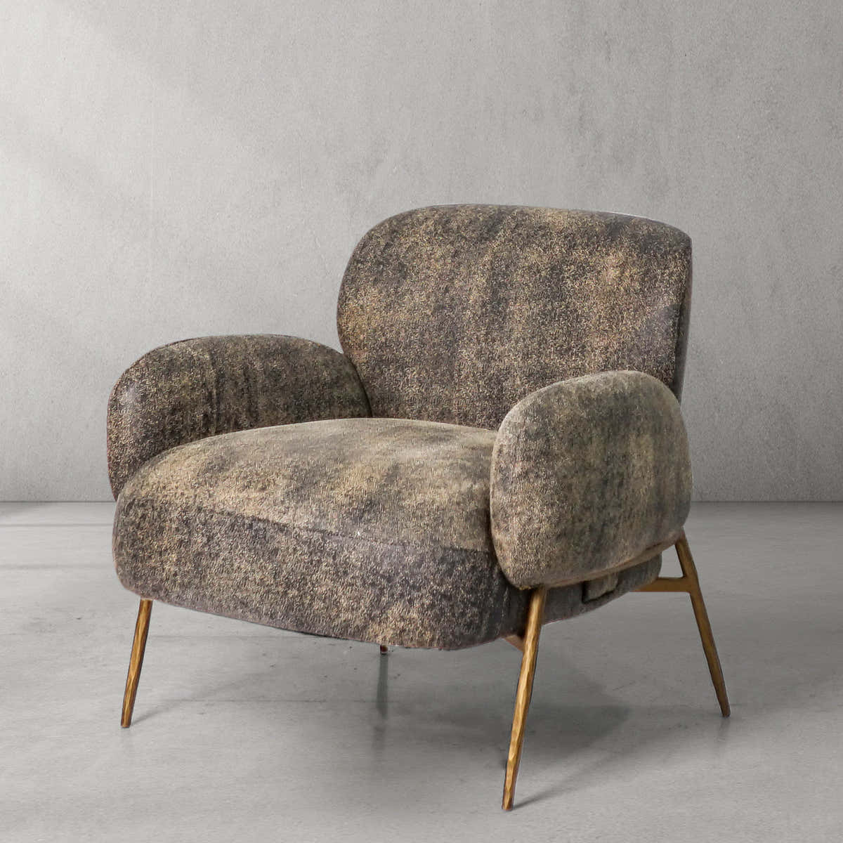 Forged Shell Chair Hand-Forged Metal Vintage Pearl Grain Cowhide Lounge Chair – Hermanlamps