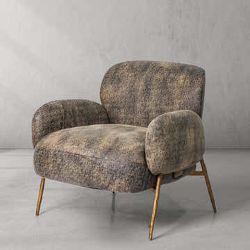 Hand-Forged Metal Vintage Pearl Grain Cowhide Lounge Chair