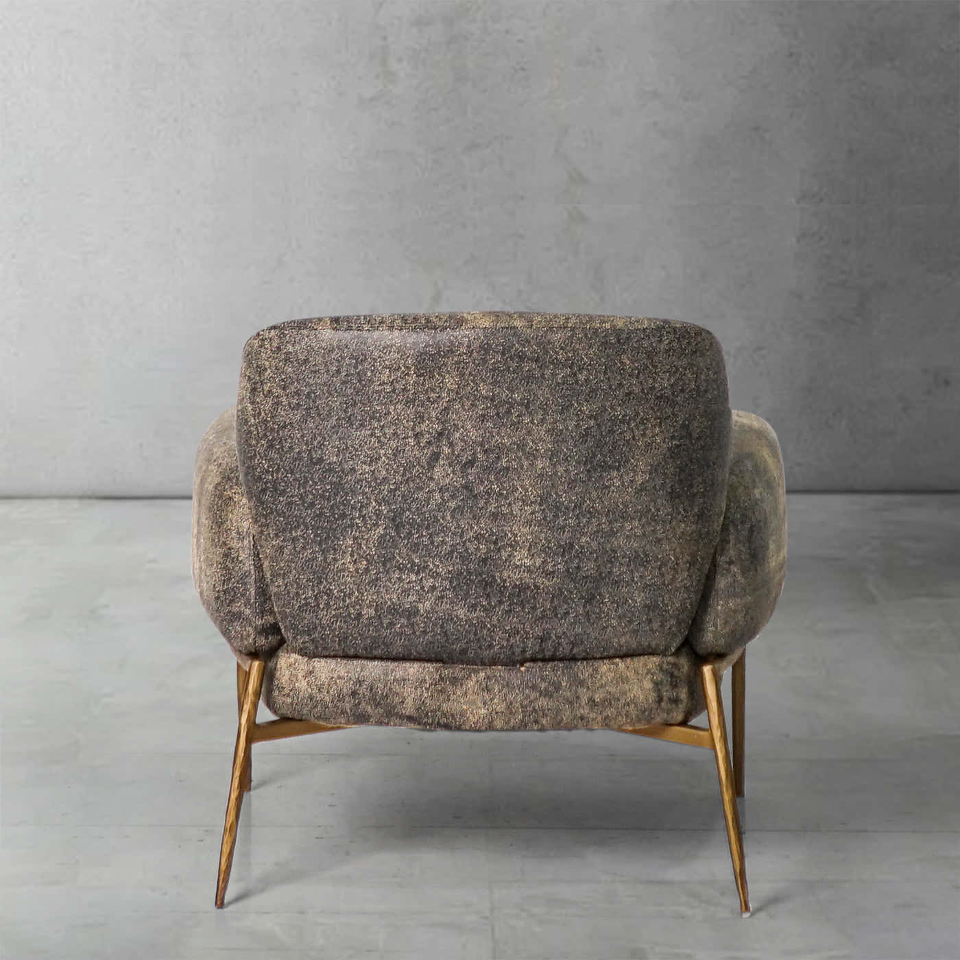 Hand-Forged Metal Vintage Pearl Grain Cowhide Lounge Chair