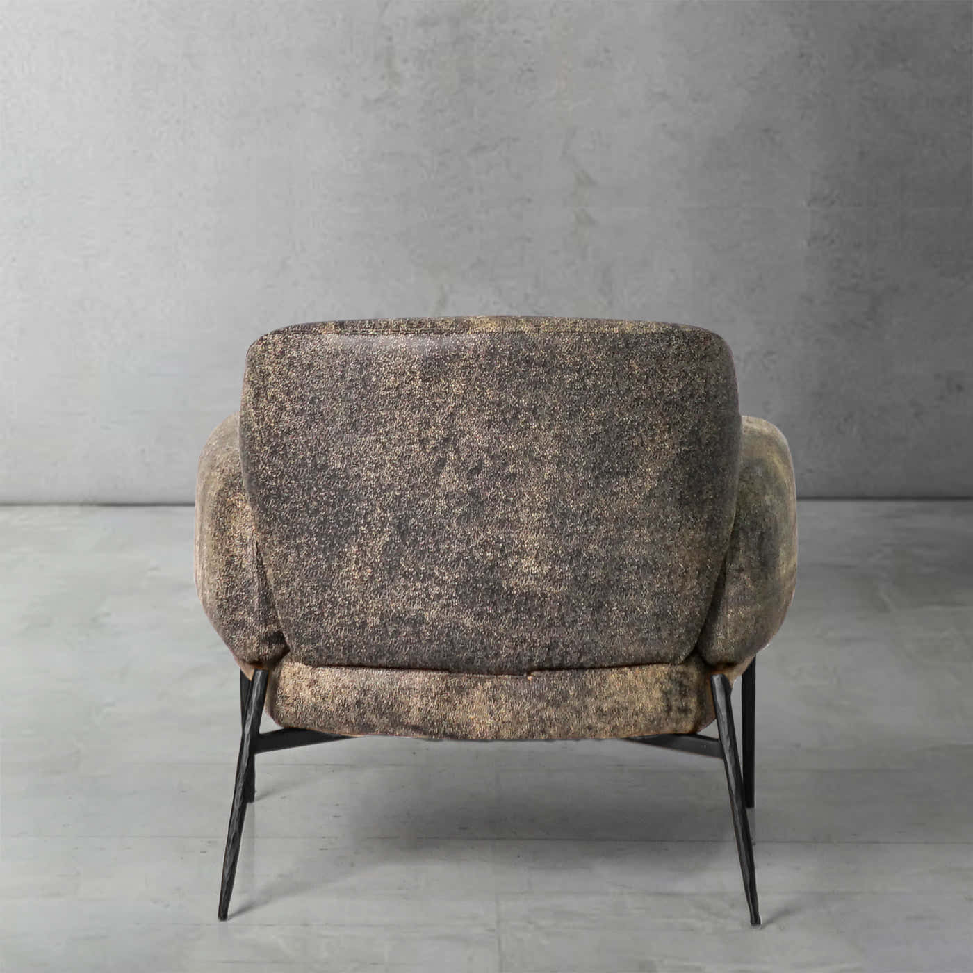 Hand-Forged Metal Vintage Pearl Grain Cowhide Lounge Chair