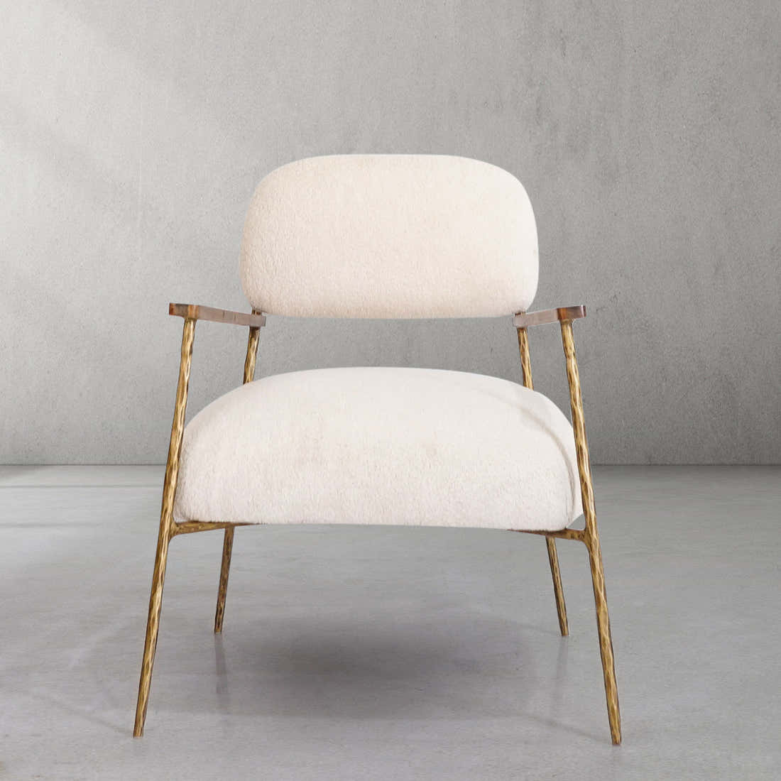 Hand-Forged Metal White Pure Wood Handrail Chair