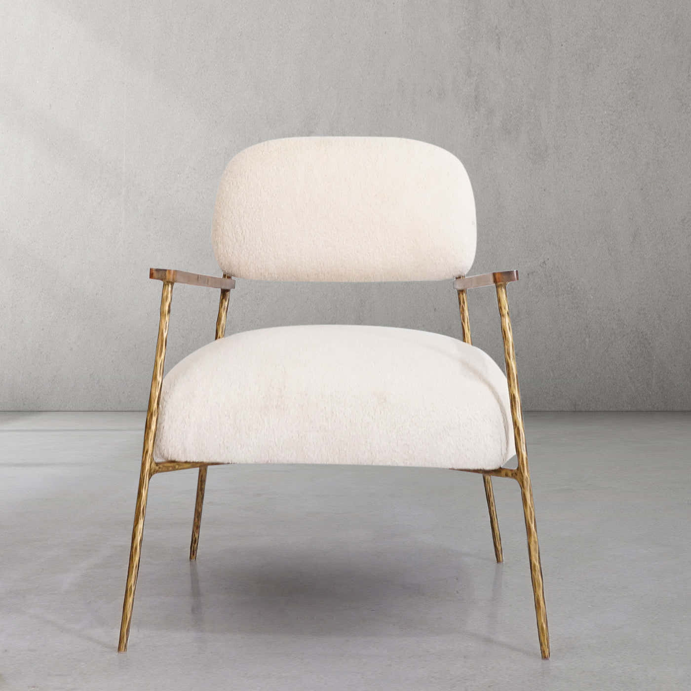 Hand-Forged Metal White Pure Wood Handrail Chair