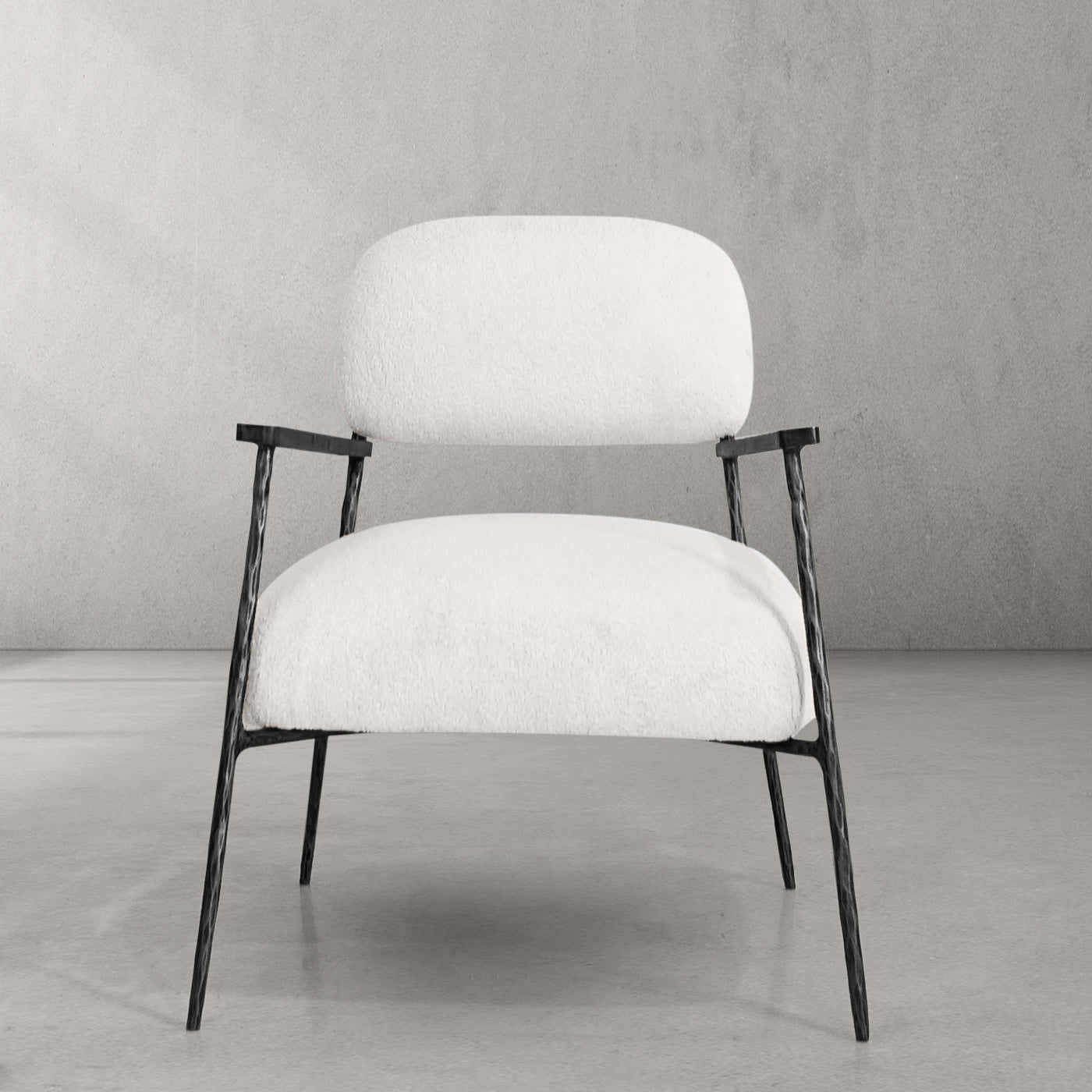 Hand-Forged Metal White Pure Wood Handrail Chair