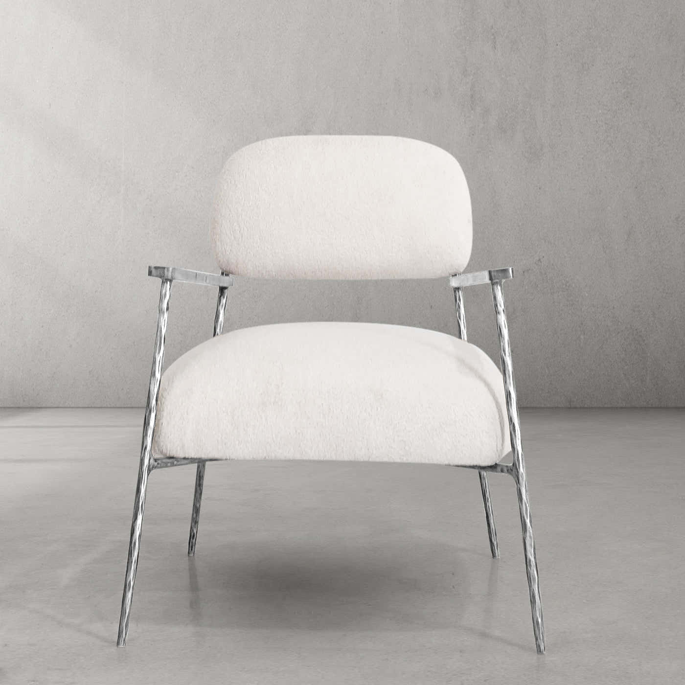 Hand-Forged Metal White Pure Wood Handrail Chair