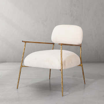 Hand-Forged Metal White Pure Wood Handrail Chair