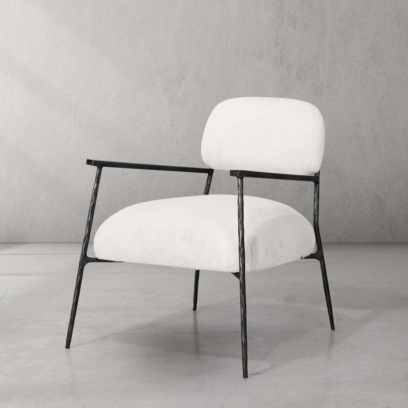 Hand-Forged Metal White Pure Wood Handrail Chair