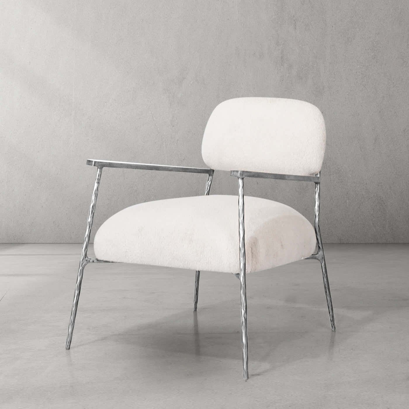 Hand-Forged Metal White Pure Wood Handrail Chair