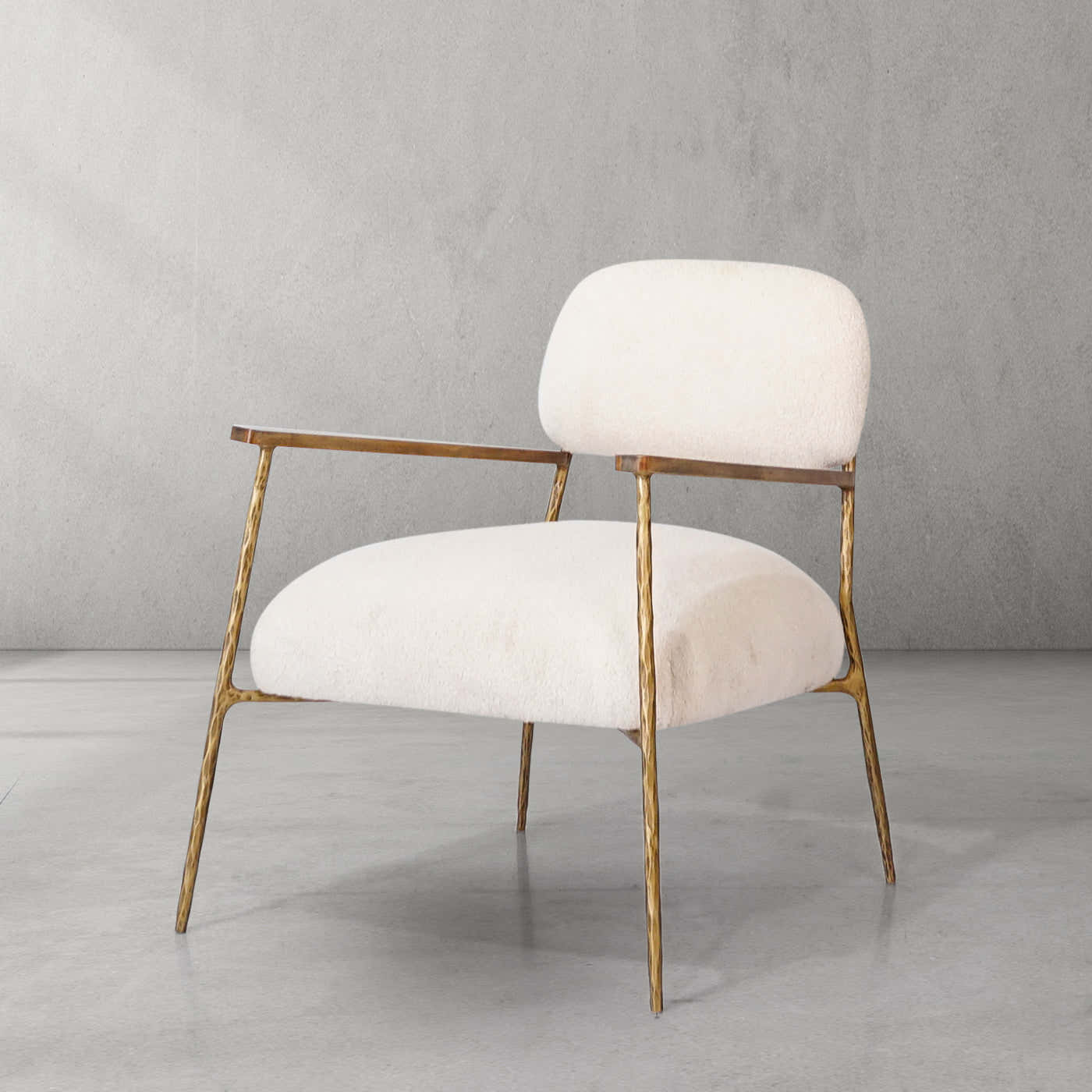 Hand-Forged Metal White Pure Wood Handrail Chair