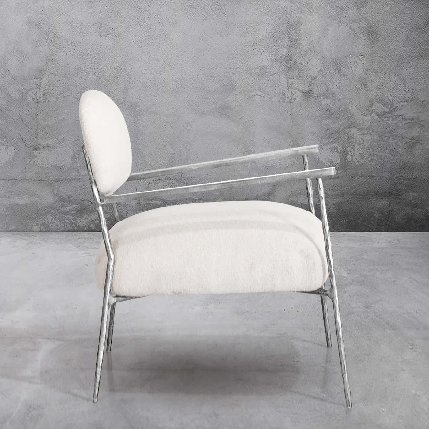 Hand-Forged Metal White Pure Wood Handrail Chair